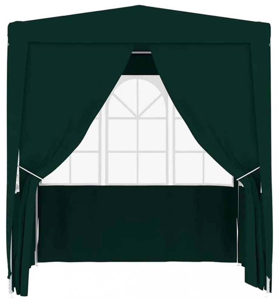 zöld rendezvénysátor oldalfalakkal 2,5 x 2,5 m 90 g/m²