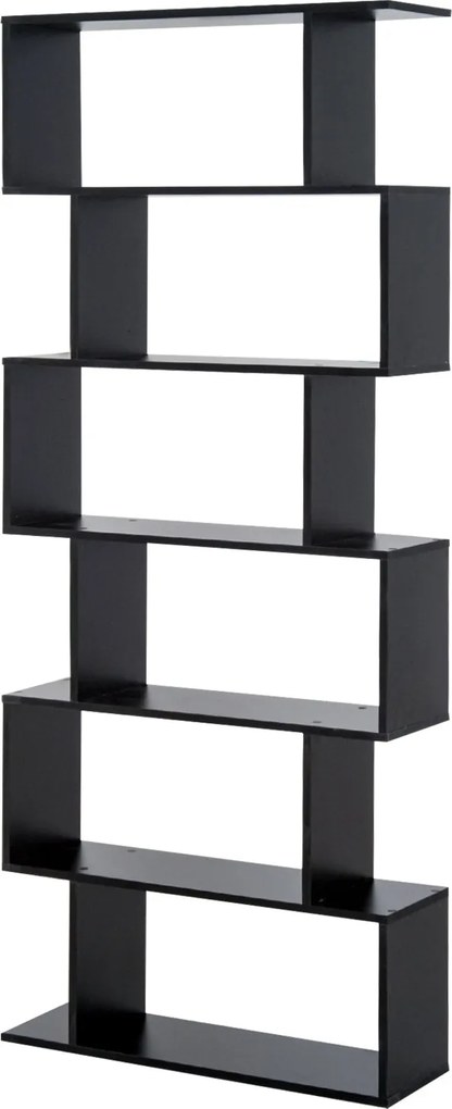 HOMCOM Modern Könyvespolc 6 Polccal Étkezőbe, Nappaliba, Tanulmányba 80x23x192 cm Fekete | Aosom