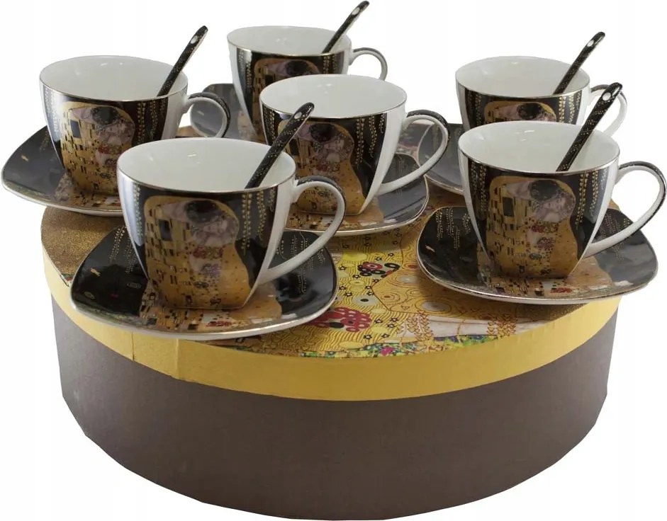 Home Elements Luxus teáskészlet 6 személyes Klimt Kiss sötét