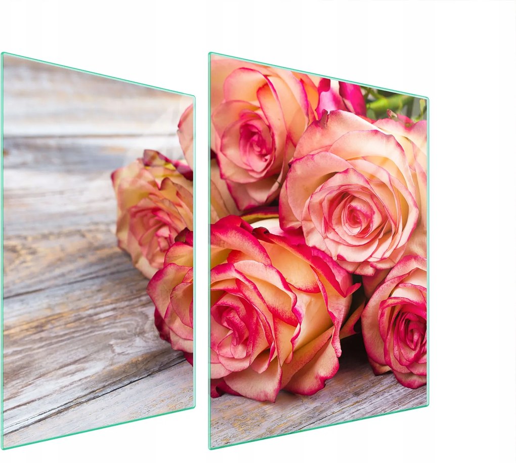 Üveg Tűzhelyvédő Főzőlap 70x52 Rózsa Edzett Üveg