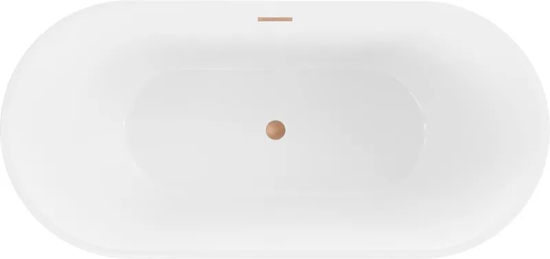 Mexen Luna szabadon álló kád 160 x 75 cm, fehér, kefezett réz túlfolyó - 52031607500-65