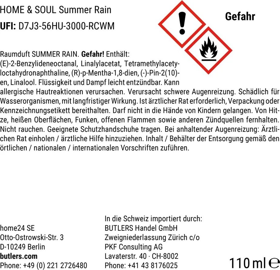 HOME & SOUL szobaillatosító No. 2, Summer Rain 110 ml