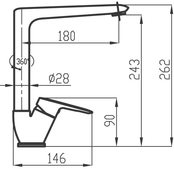 Novaservis - Mosogató csap METALIA 26,2 cm fényezett króm