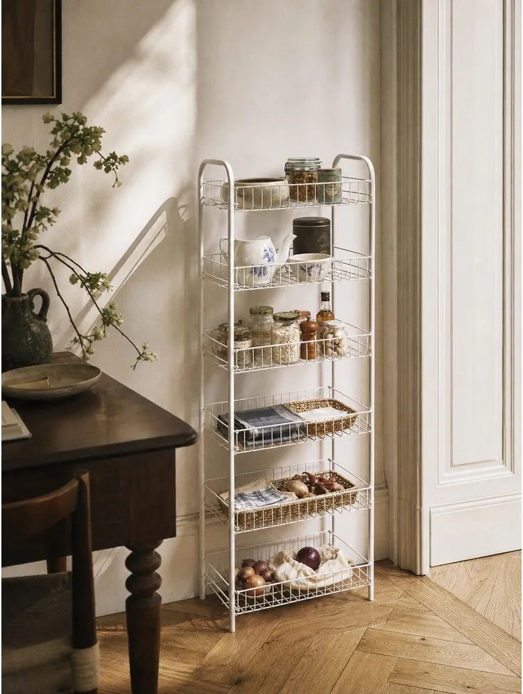 Fehér fém polcos állvány 41x104x23 cm Monaco – Metaltex