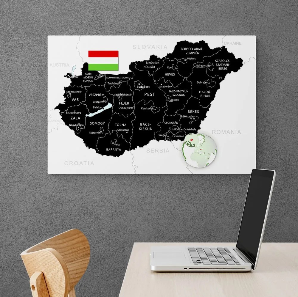 Kép stílusos fekete Magyarország térkép