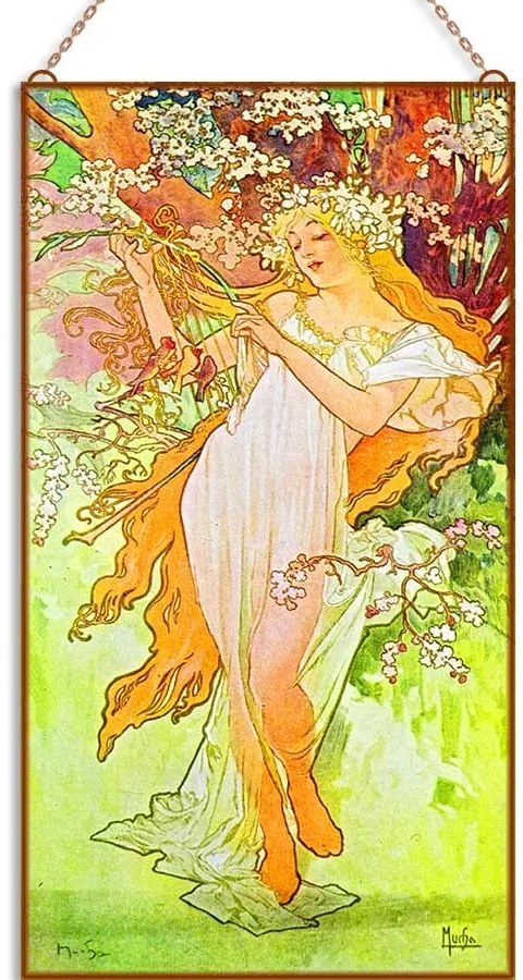 Alfons Mucha - Négy évszak (Garnitúra) üvegkép, falikép