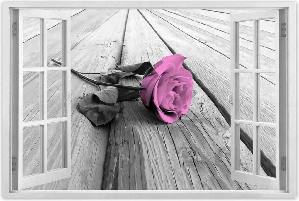 Poszterek 60x40 Régi rózsa Rózsa a deszkákon