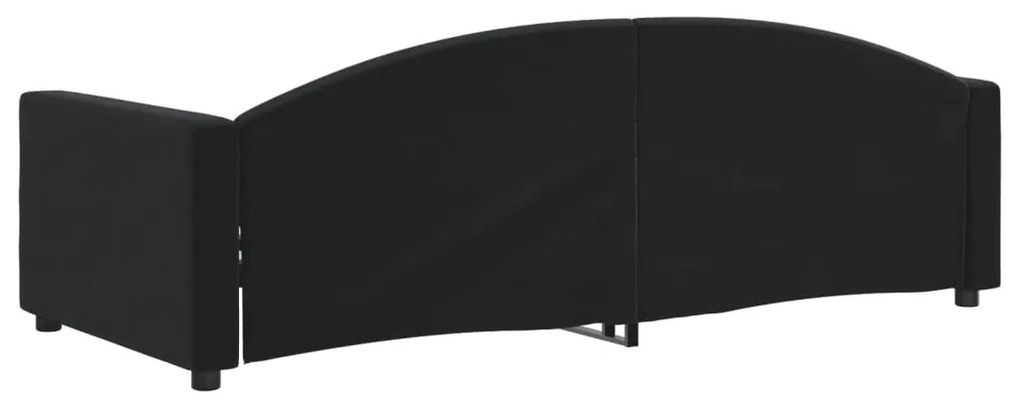 fekete bársony kanapéágy 90 x 190 cm