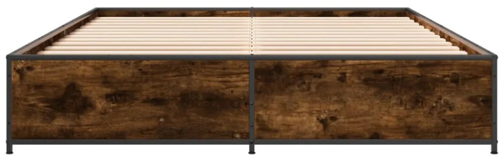 füstös tölgy színű szerelt fa és fém ágykeret 120 x 200 cm