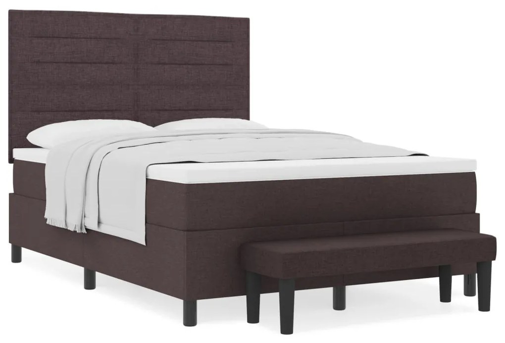 Box Spring Ágy matraccal és padlóval Sötétbarna 160x200 cm Szövet