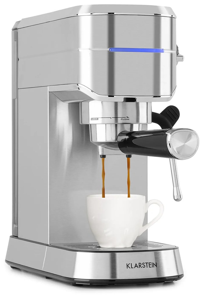 Klarstein Futura, eszpresszógép, 1450 W, 20 bar, 1,25 l, rozsdamentes acél