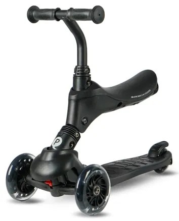 QPlay - Gyermekroller LED világító kerekekkel 5 az 1-ben SEMA PRO fekete