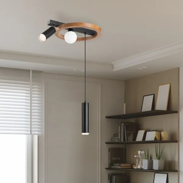 Csillár zsinóron OTIS 1xG9/5W/230V + 2xE27/15W/230V tölgy