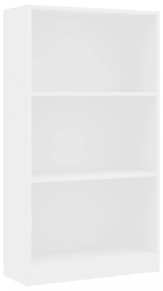 3 szintes fehér szerelt fa könyvszekrény 60 x 24 x 109 cm
