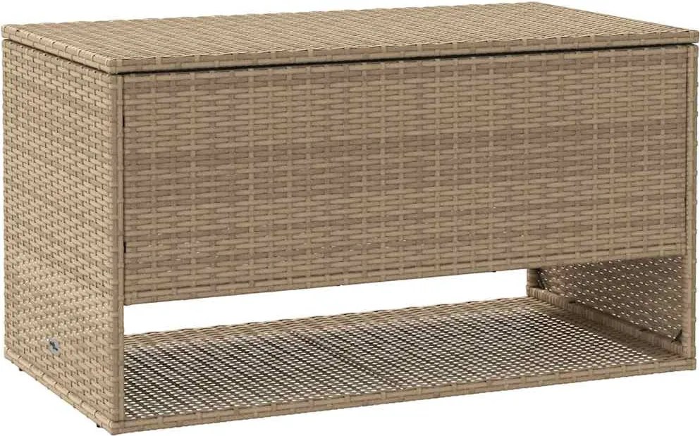 Bézs Polyrattan Kültéri Párna Doboz 100X55X55,5 Cm