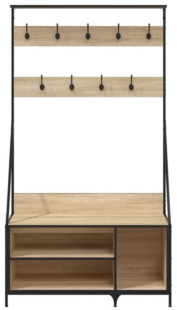 sonoma tölgy színű ruhafogas cipőpolccal 100x41x184 cm