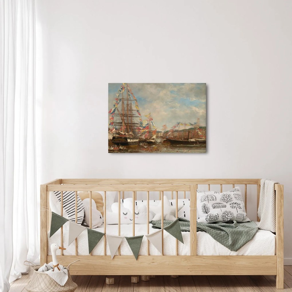 Kép - Eugène Boudin, Festival in the Harbor of Honfleur, reprodukciók (70x50 cm)