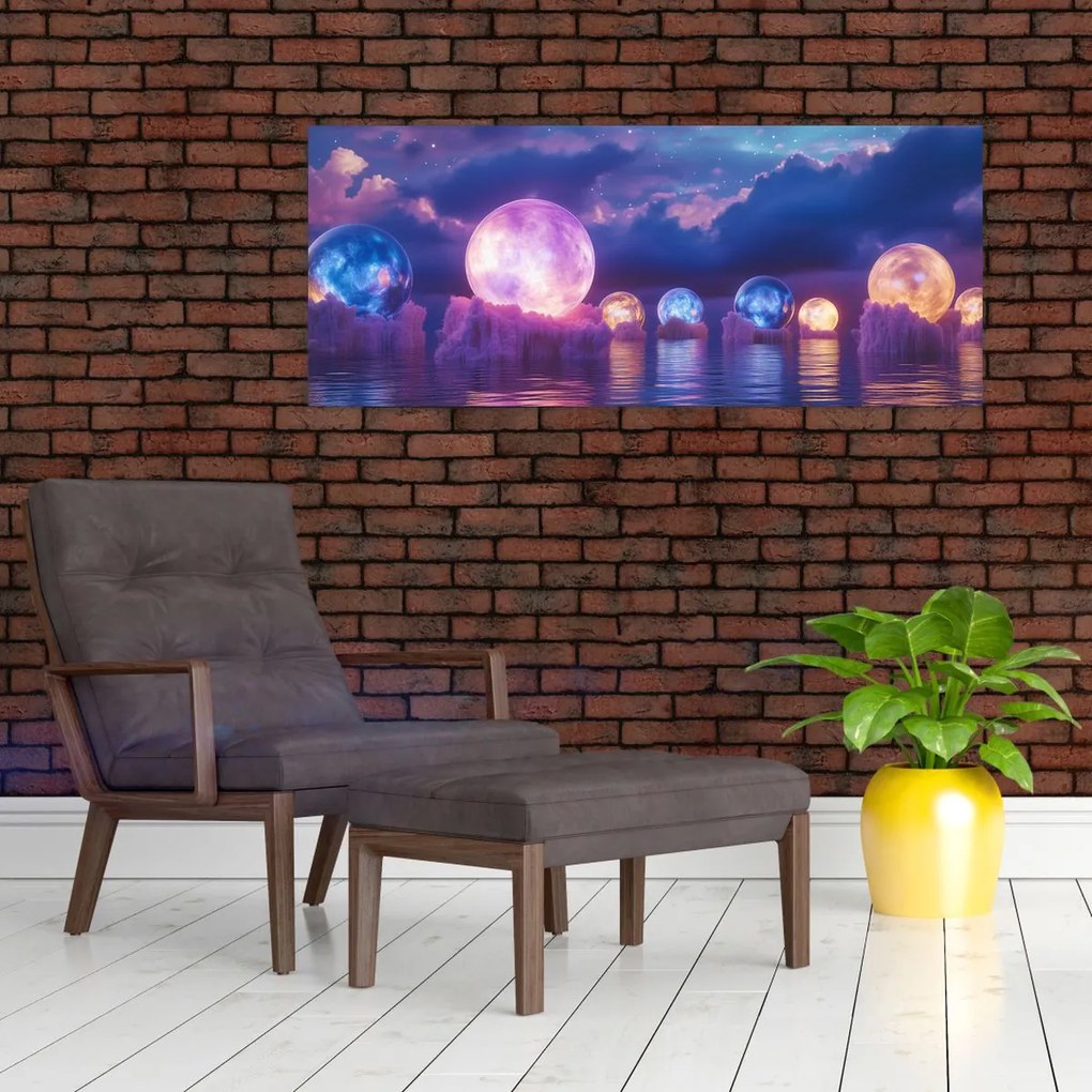 Kép - Bolygók a vízen (120x50 cm)