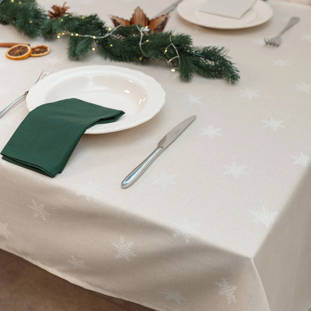 Goldea szögletes terítő natura - hópelyhek természetes alapon 80 x 80 cm