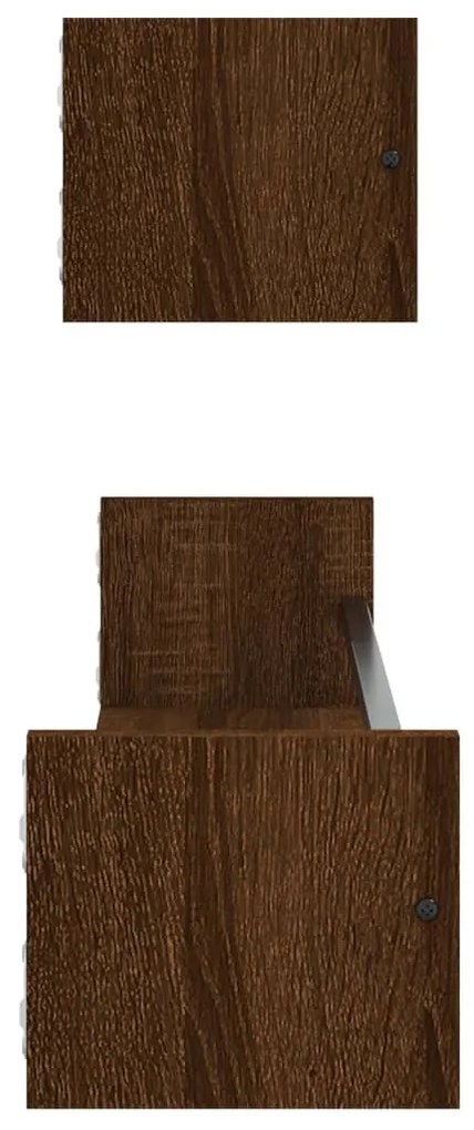 2 db barna tölgyszínű fali polc rúddal 80 x 16 x 14 cm