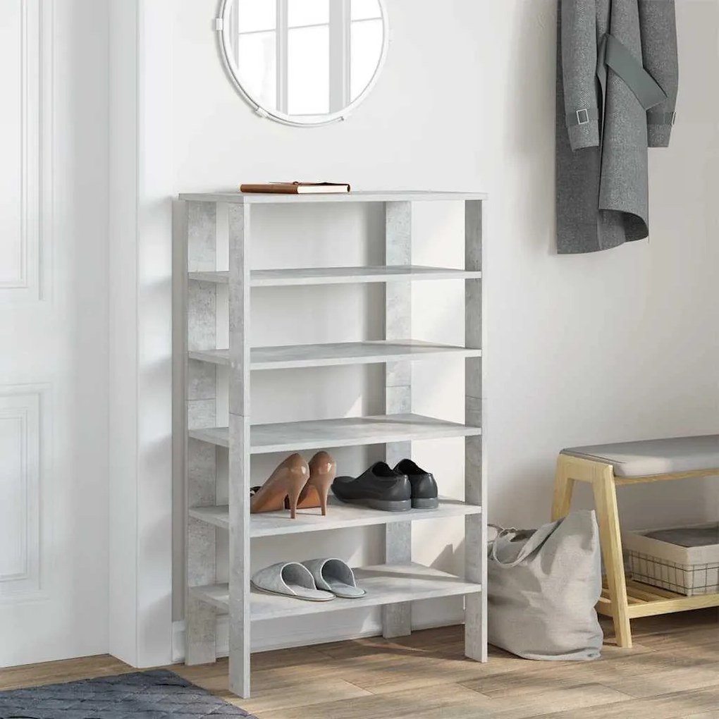 betonszürke szerelt fa cipőtartó 61x32x105 cm