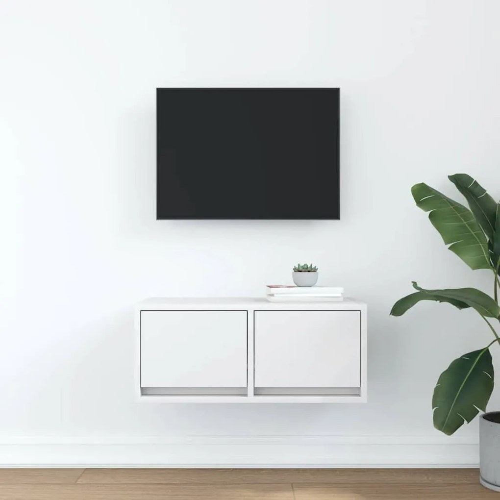 fehér szerelt fa TV-szekrény 60x31x25,5 cm