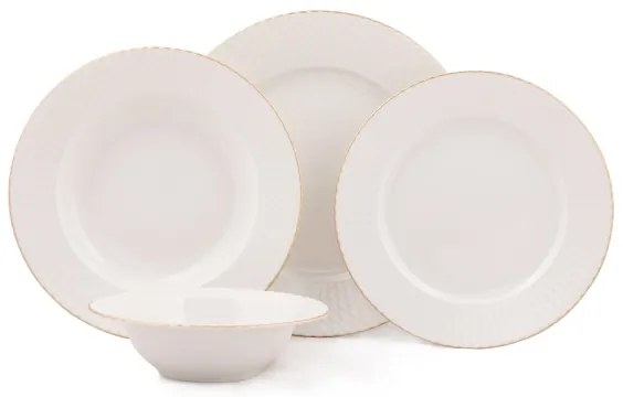 24 darabos porcelán étkészlet — fehér/arany