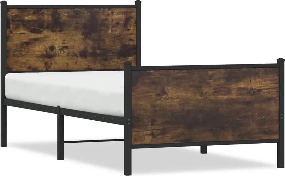 vidaXL füstös tölgy színű fém ágykeret matrac nélkül 75 x 190 cm