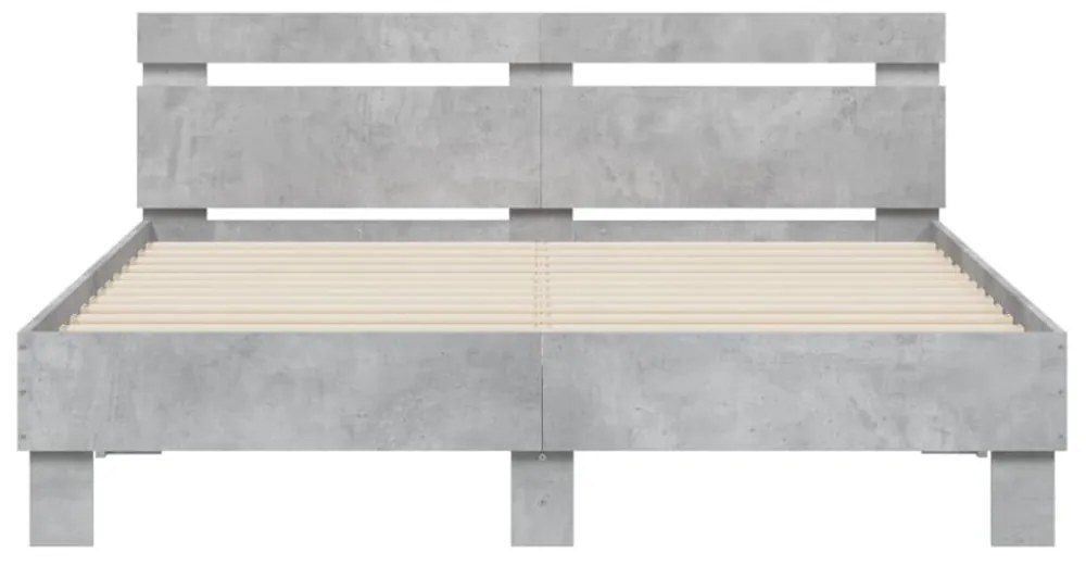 betonszürke szerelt fa ágykeret fejtámlával 140x190 cm