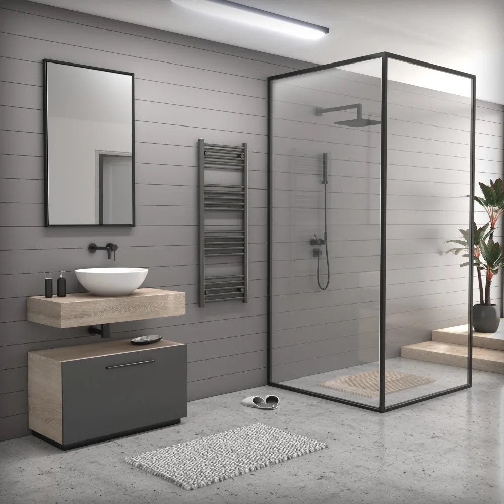 Grafitszürke 500x1300mm törölközőszárítós fürdőszobai radiátor Welland Lux | Készletről | Gyors kiszállítással