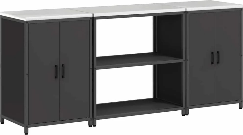 vidaXL Konyhai Tároló Készlet 3 pcs Fekete Hidegen hengerelt acél
