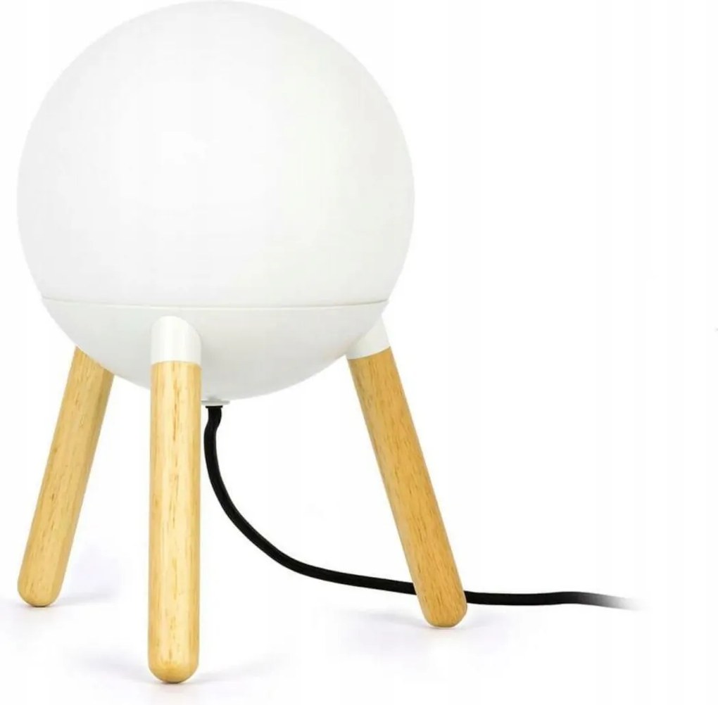 Faro Mine Glass fehér asztali lámpa, fa, üveg, E27, modern dizájn