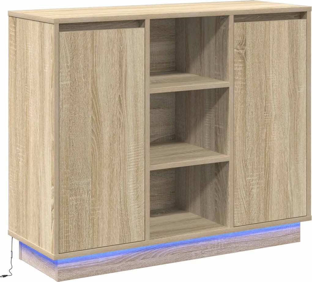 vidaXL LED tálaló Sonoma tölgy 90 x 32 x 75 cm Faanyag
