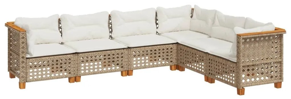 6 részes bézs polyrattan kerti ülőgarnitúra párnával