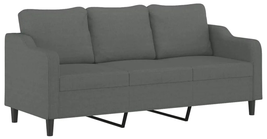 vidaXL 3 személyes sötétszürke szövet kanapé díszpárnákkal 180 cm