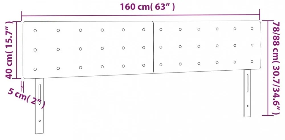 sötétszürke szövet LED-es fejtámla 160x5x78/88 cm
