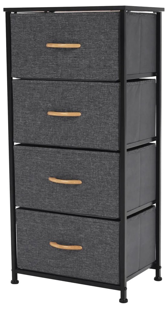 PALMERA szekrény szövet fiókokkal, fekete