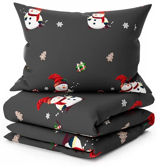 WHITE SNOWMAN fekete mikroszálas ágyneműhuzat Ágyneműhuzat mérete: 70 x 80 cm | 140 x 200 cm