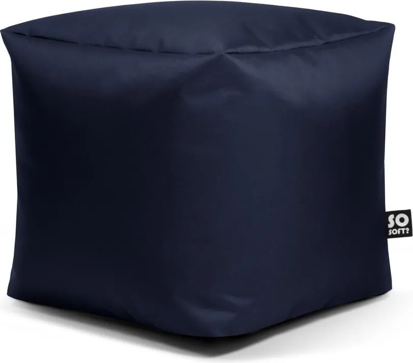 Sötétkék bőrutánzat gyerek babzsákfotel Cube M – So Soft?