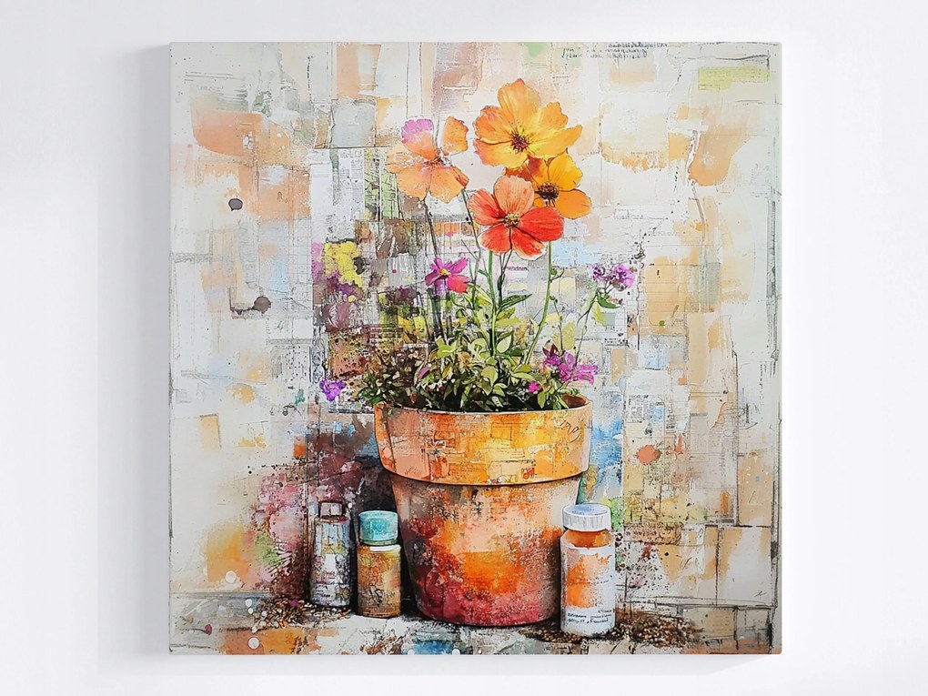 Poszter Dekoráció Színes Virágok Virágcserép Növények 40x40