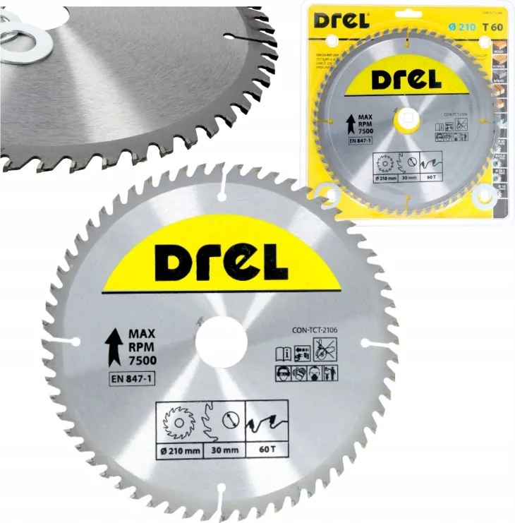 Fa Vágótárcsa Fűrészgéphez Erős Fűrész 210 X 30 mm 60T