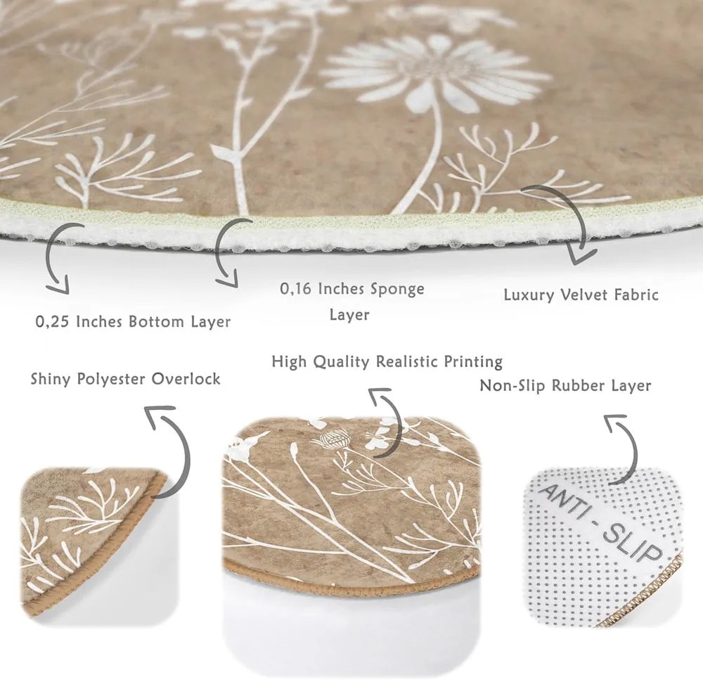 Világosbarna mosható-robotporszívóval tisztítható kerek szőnyeg ø 80 cm Comfort – Mila Home