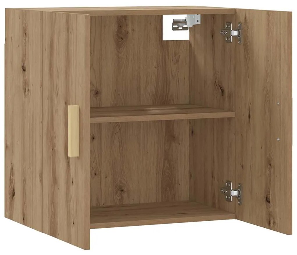 kézműves tölgy színű szerelt fa faliszekrény 60 x 31 x 60 cm