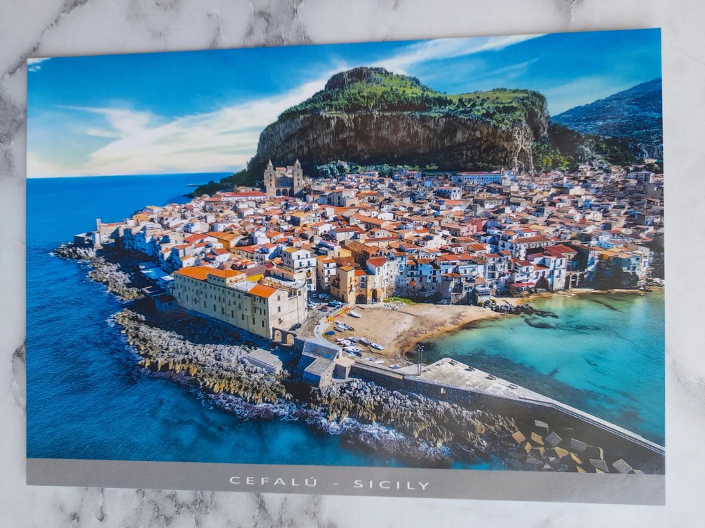 Grafika Keret Olaszország Italia Szicília Cefalu Panoráma 4