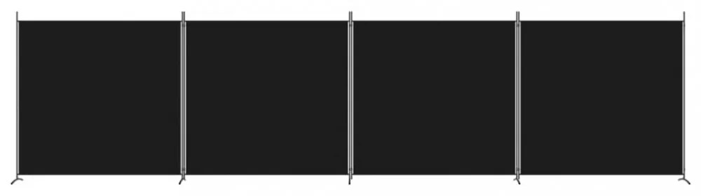 4 paneles fekete szövet térelválasztó 698x180 cm
