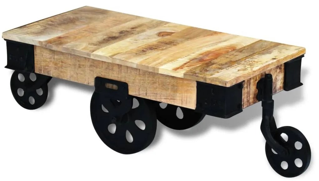 vidaXL mangófa dohányzóasztal kerekekkel