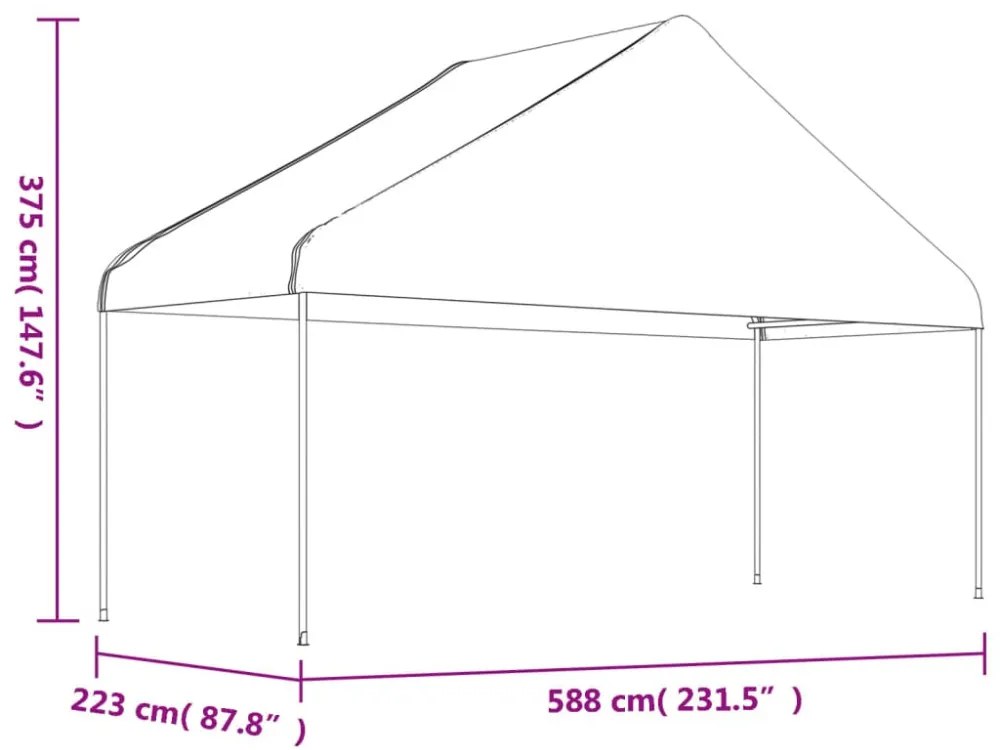 fehér polietilén pavilon tetővel 6,69 x 5,88 x 3,75 m