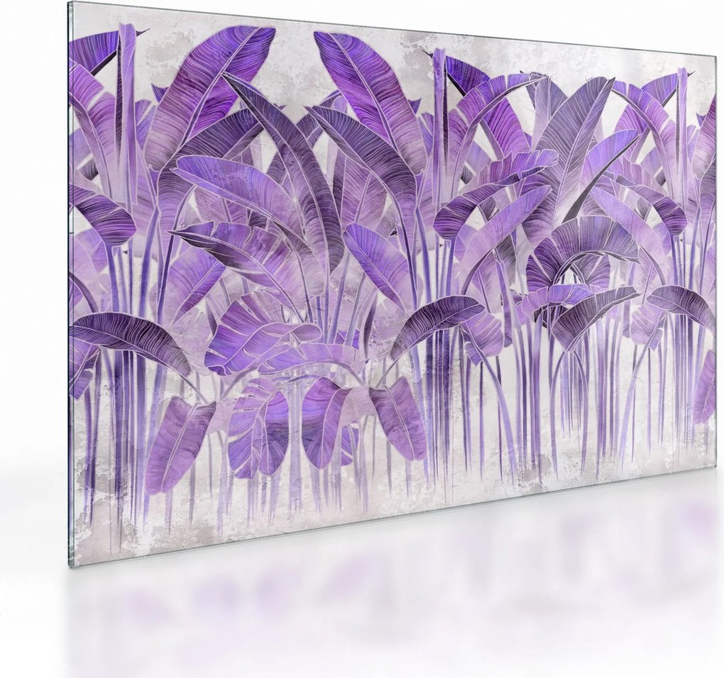 Kép - Lila levelek vakolatban (üvegen) (70x50 cm)