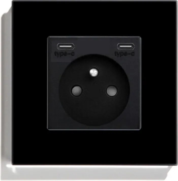 Üveg Aljzat Szimpla Usb C+C Quick Charge 20W Qc 4A Kontakt 16A