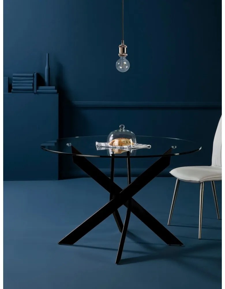 Kerek étkezőasztal üveg asztallappal 120x120 cm Ruth – Marckeric